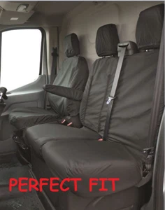 FORD TRANSIT VAN MK8 2016 + TIPPER TAILORED FITTED FRONT SEAT COVERS 2+1 BLACK - Picture 1 of 1