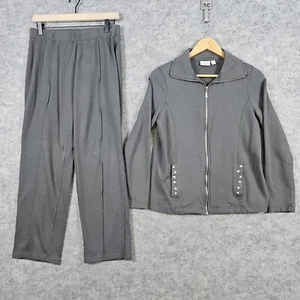 Kim Rogers Gray Track/Jogging Suit/Set Size PS Bling Cotton Blend Full Zip Front - Picture 1 of 15