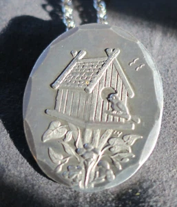 Vintage Wendell August Forge Brooch Pin Pendant Bird House Aluminum 75th Ann - Picture 1 of 2