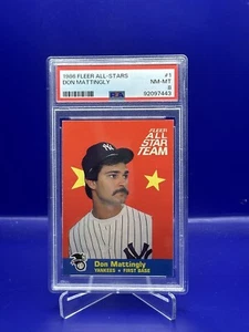 DON MATTINGLY 1986 Fleer All-Stars #1 PSA 8 NM-MT - New York Yankees - Foto 1 di 2