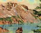 Crater Lake Oregon Enchantment Bay Phantom Ship Sea Saphire Post Card Posted p4
