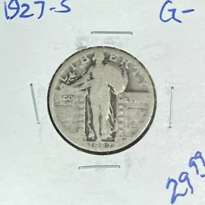 Cuarto de plata Standing Liberty 1927-S ~ bueno ~bonita moneda~ - Imagen 1 de 2