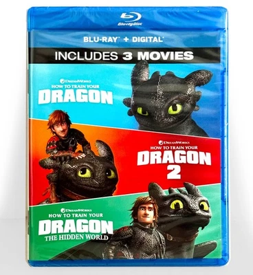 How to Train Your Dragon: 3-Movie Collection (3-Disc Blu-ray, 2010-2019) NEW ! - Image 1 of 3