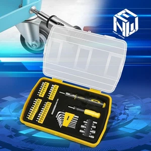 51Pc Compact Hand Tool Kit Yellow Screwdriver+Drill Bits+Magnetic Bits Holder - Picture 1 of 7