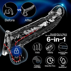 S/M/L Flexible Látex Masculino Condones Reutilizables Pene Mejorar Extensión Estimular Nuevo - Imagen 1 de 12