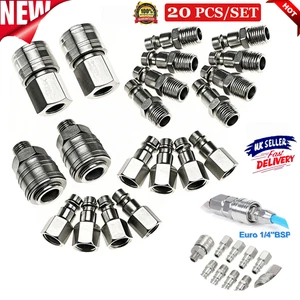 20x 1/4" BSP Euro Air Line Hose Fitting Connectors Male Female Quick Release UK - Picture 1 of 9