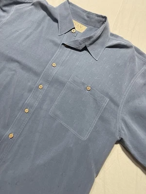 Camisa de seda con botones azul XL de Ryan Michael para hombre Foto 1 de 4