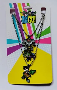 DC Teen Titans Go! Robin Beast Boy Cyborg Best Friends Necklace 3ct Set New - Picture 1 of 3