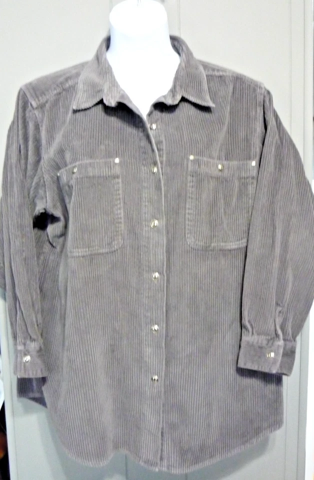 ROAMANS Gris Cazadora Ancha Ballena Pana Chaqueta Western Camisa Abotonada 3X Foto 1 de 4