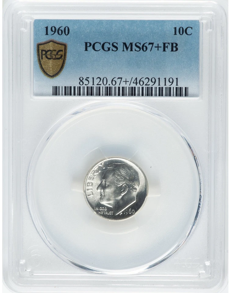 1960 ROOSEVELT DIME PCGS MS67+ FULL BANDS (FB) POP. 13/0 - Image 1 of 4