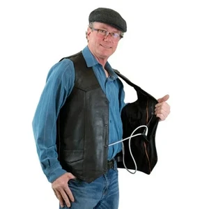 LVAD HeartMate 2 & 3 Black Leather Vest for Men Comfortable LVAD Medical Vest - Picture 1 of 7
