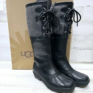 UGG Australia Women's 6 Boots Black Belcloud Waterproof Duck 3228 $295 NEW - Picture 1 of 10