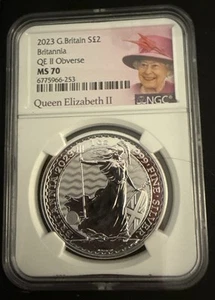2023 1 oz Silver Britannia Queen Elizabeth II NGC MS 70 - Picture 1 of 2