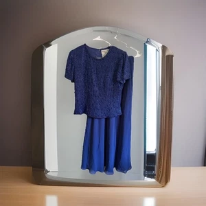 Andriana Papell Occasions Top und Rock Gr. P6 blau Perlen 100% Seide - Bild 1 von 4