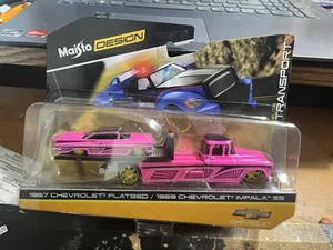 Maisto Elite Transport 1957 Chevy Flatbed & 1959 Impala SS 1/64 PINK 15055 22A - Bild 1 von 4