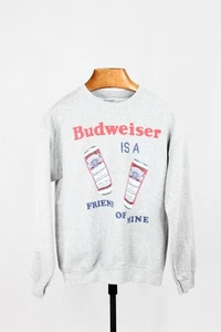 JUNK FOOD Gris Jaspeado Gráfico Budweiser Mezcla de Algodón Polar Sudadera, Talla S - Imagen 1 de 10