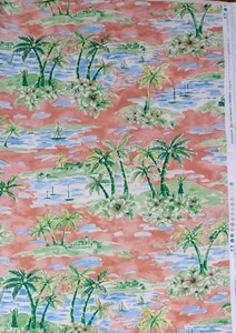 Waverly Stoff Isla Bonita rosa/grün tropisch Strand Insel Haus 45" breit x 1 3/4 yd - Bild 1 von 3
