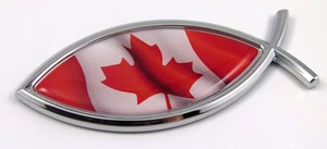Canada Jesus Fish Canadian Flag Car bike Chrome Emblem Decal Sticker Christian - Bild 1 von 2