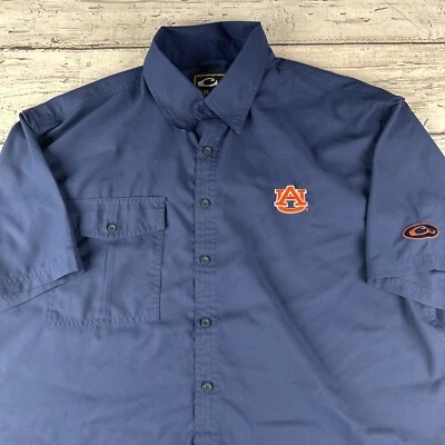 Drake Clothing Company Button Auburn University Outdoor Fishing Shirt Med Flaw - Image 1 of 4