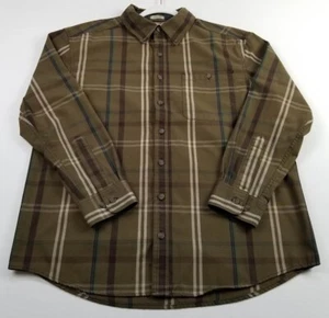 C.E. Schmidt Button Up Shirt Men's L Large Brown Plaid Pocket Long Sleeves Work - Picture 1 of 9