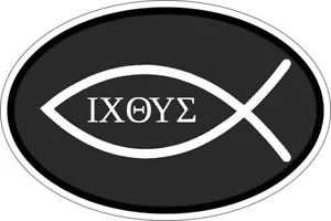 Sticker Oval Flag Code Country Ixoye Jesus Poisso, Christian - Picture 1 of 1
