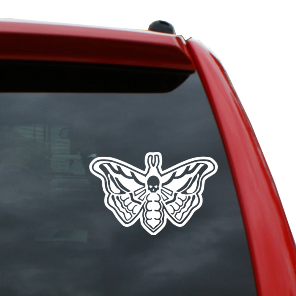 Death's Head Moth Vinyl Decal Sticker | Color: White | 3.3 inch x 5 inch - Image 1 of 1
