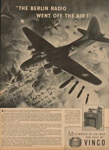 1944 WW II Airforce Bomber Radio Vintage Print Ad Vinco Millionths Inch USA - Picture 1 of 9
