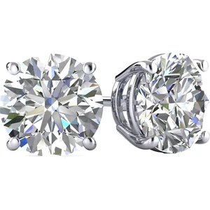 1/2 ct. White Topaz Basket Round Stud Earrings - Solid Sterling Silver w/Rhodium - Picture 1 of 2
