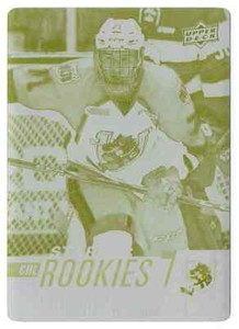 2017-18 UD CHL PRINTING PLATE YELLOW KIRILL NIZHNIKOV 1/1 BARRIE COLTS #356