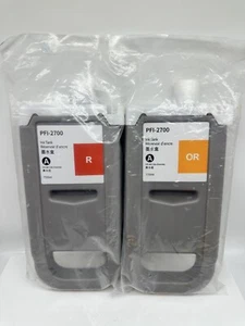 2 Pack PFI-2700 Ink Cartridge Pigment Ink for Canon ImagePROGRAF Red and Orange - Picture 1 of 13