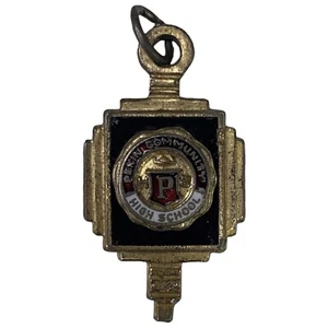 1963 PCHS Pekin Chinks High School Class Anhänger roter Stein nicht magnetisch Metall - Bild 1 von 5