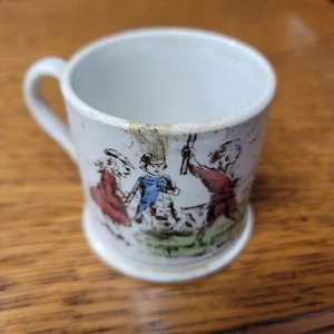 Staffordshire Polychrome Aunt Sally Child's Mug Kids Horseplay Head Figure - Picture 1 of 8