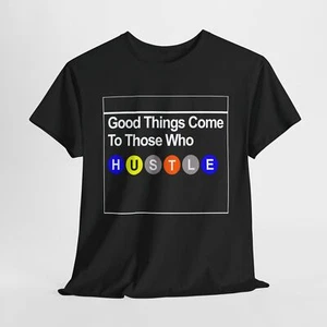 Hustle Tee, Positive Vibes Shirt, Unisex Cotton Tee, NYC Subway Letters, - Bild 1 von 45
