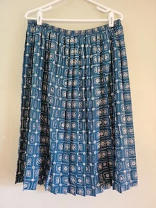 Vintage Leslie Fay Petite 18WP Knife Pleat Geometric Pattern Skirt - Picture 1 of 6