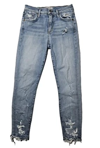 Agolde Women's Distressed/ Destroyed Light Blue Skinny Ankle Stretch Jeans 24x26 - Picture 1 of 12