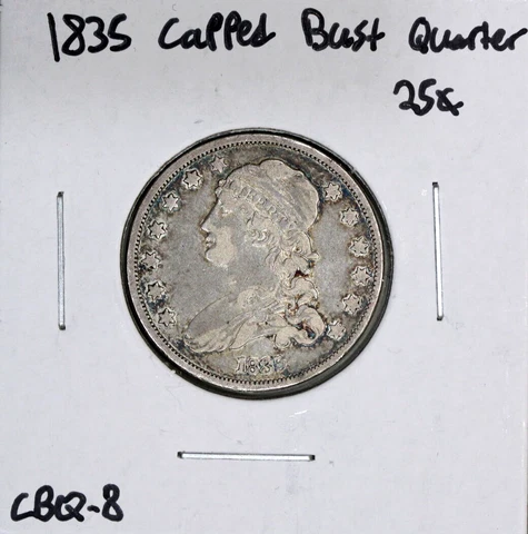 1835-P (VF+/XF) Capped Bust Quarter 25c - Very Fine US Coin Cover