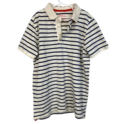 Polo Boden Niños Talla 14 Blanco Azul Marino Rayas Algodón Manga Corta Foto 1 de 4