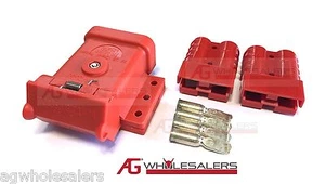 RED ANDERSON PLUG MOUNTING KIT 50A WITH 2 PLUGS MOUNT COVER DUST CAP EXTERNAL - Picture 1 of 7