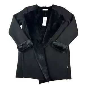 UGG Womens Abriana Fleece Lined Open Front Cardigan Black Size Small New w Tags - Picture 1 of 12
