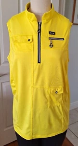 Jamie Sadock Women's Sleeveless Golf Shirt 1/4 Zip Yellow Black Trim Pockets Lg - Bild 1 von 6