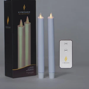 Luminara Battery Operated LED Flickering Flameless Tapered Candles with Timer  - Picture 1 of 20