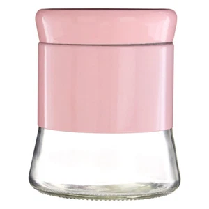 800ml Pink Stainless Steel Glass Coffee Sugar Tea Kitchen Canister Storage Jar - Picture 1 of 11