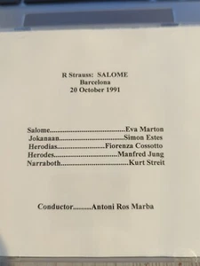 Live Opera Recording CD2285 Salome Marton Estes Cossotto Jung Streit - Barcelona - Picture 1 of 1