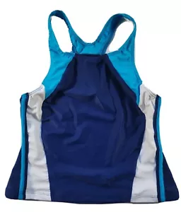 Speedo Blue White Tankini Swimsuit Bathing Top Girls Size 16 - Picture 1 of 6