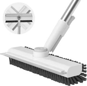 Floor Scrub Brush with Long Handle, 3 in 1 Scrape and Heavy-Duty Stiff Bristle S - Picture 1 of 12