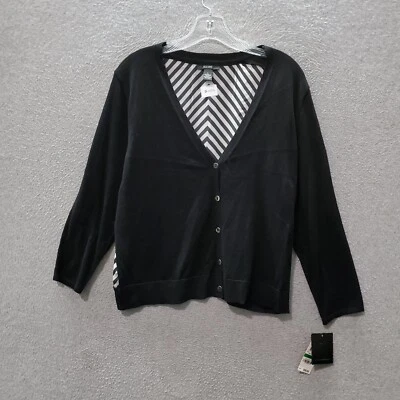 Suéter Alfani Mujer Grande Negro Chevron Cárdigan Abotonado Manga 3/4 Nuevo con Etiquetas Foto 1 de 4