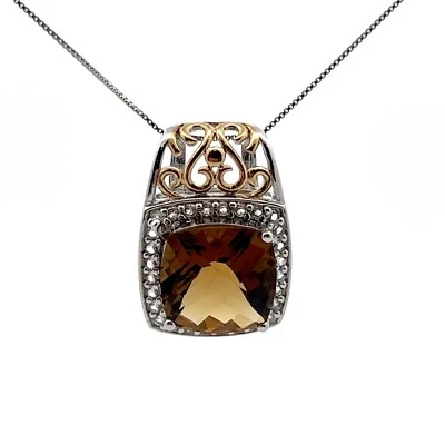 Sterling & 18k Placcata Oro Creato IN Laboratorio Bianco Zaffiro & Citrino - Immagine 1 di 4