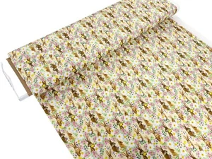 Rabbit Fabric Easter Cotton Daffodil Tulip Spring Bunny Dressmaking Material - Picture 1 of 6