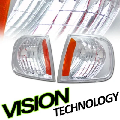 Par de lâmpadas para 97-03 F150/F250/Expedition cromado âmbar virar luzes de canto de estacionamento - Imagem 1 de 2