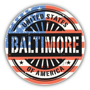 Adesivo decalcomania paraurti auto timbro grunge bandiera USA Baltimore City - "TG." - Foto 1 di 1